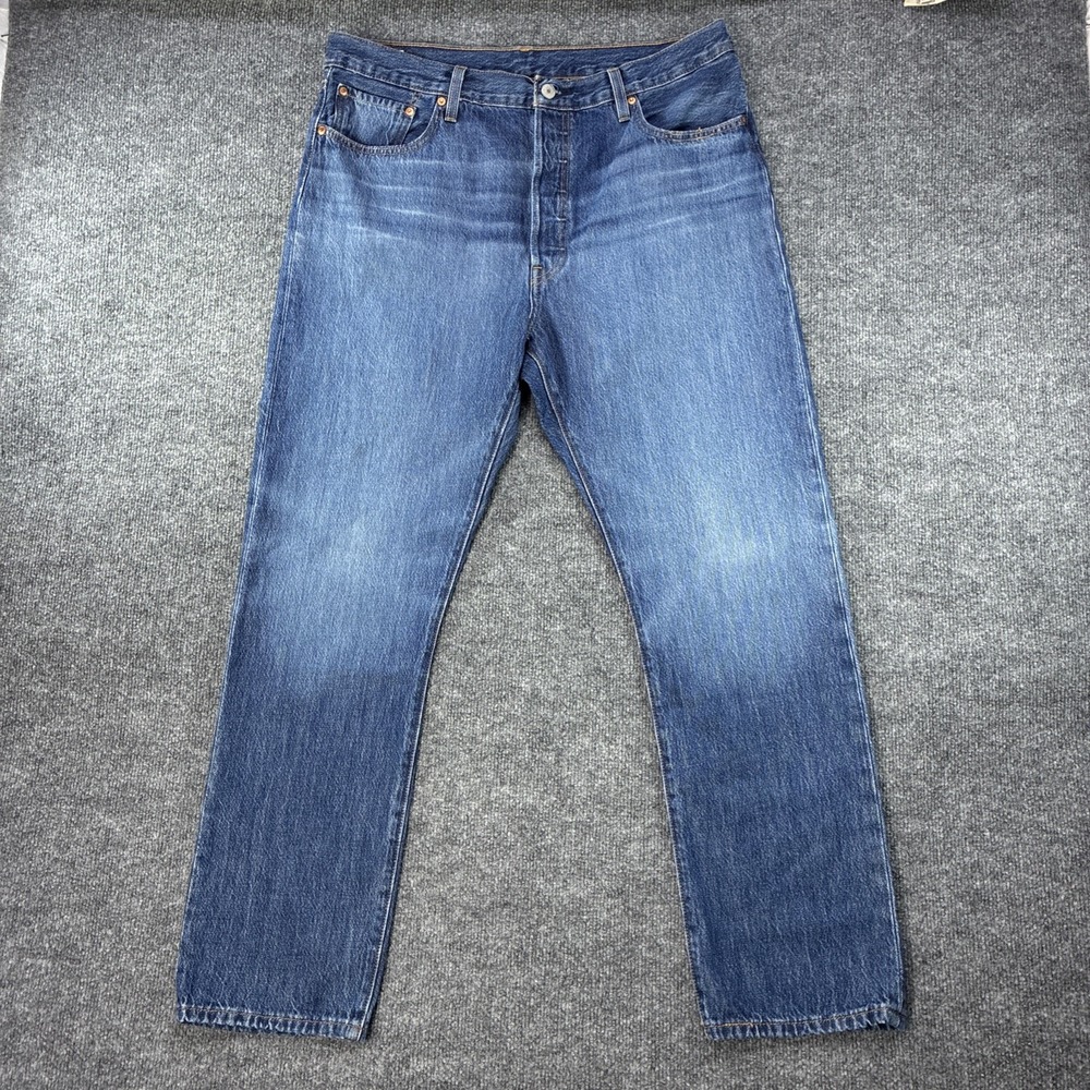 Levis 501 Jeans Mens 34x30 Fits 36x30 Blue Straight Fit Button Fly Premium